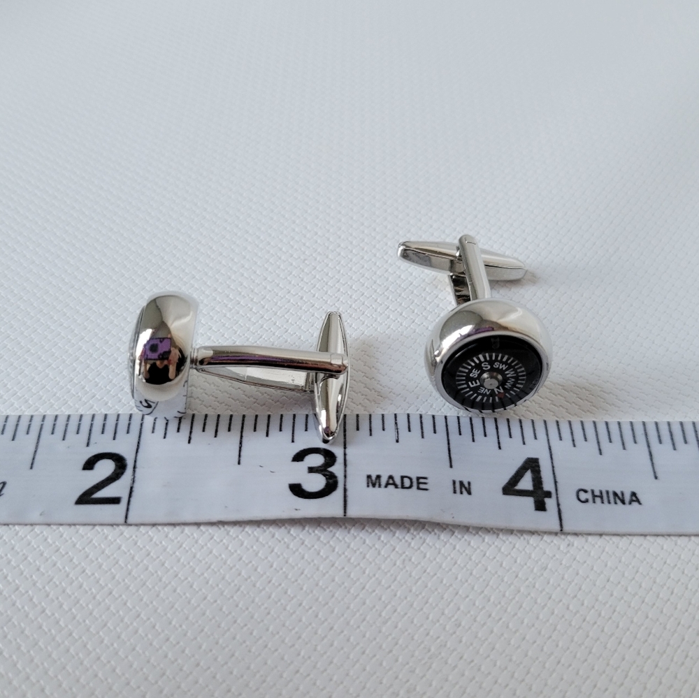 Real Working Compass French Shirt Cuff Links - Picture 6 of 8